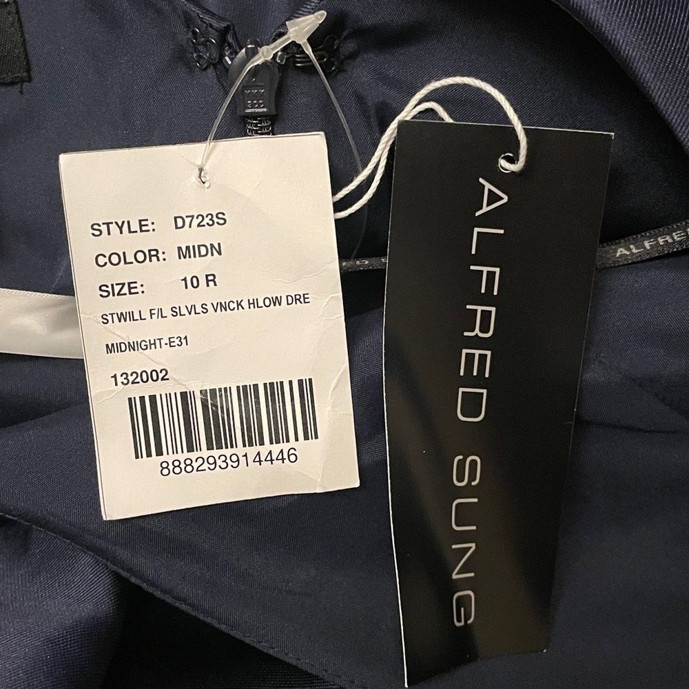 New Alfred Sung SLEEVELESS PLEATED SKIRT HIGH LOW DRESS WITH POCKETS MIDNIGHT - Picture 6 of 6